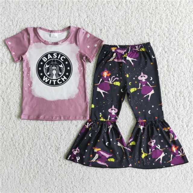 Baby girls  short-sleeved bell bottom pants  suit