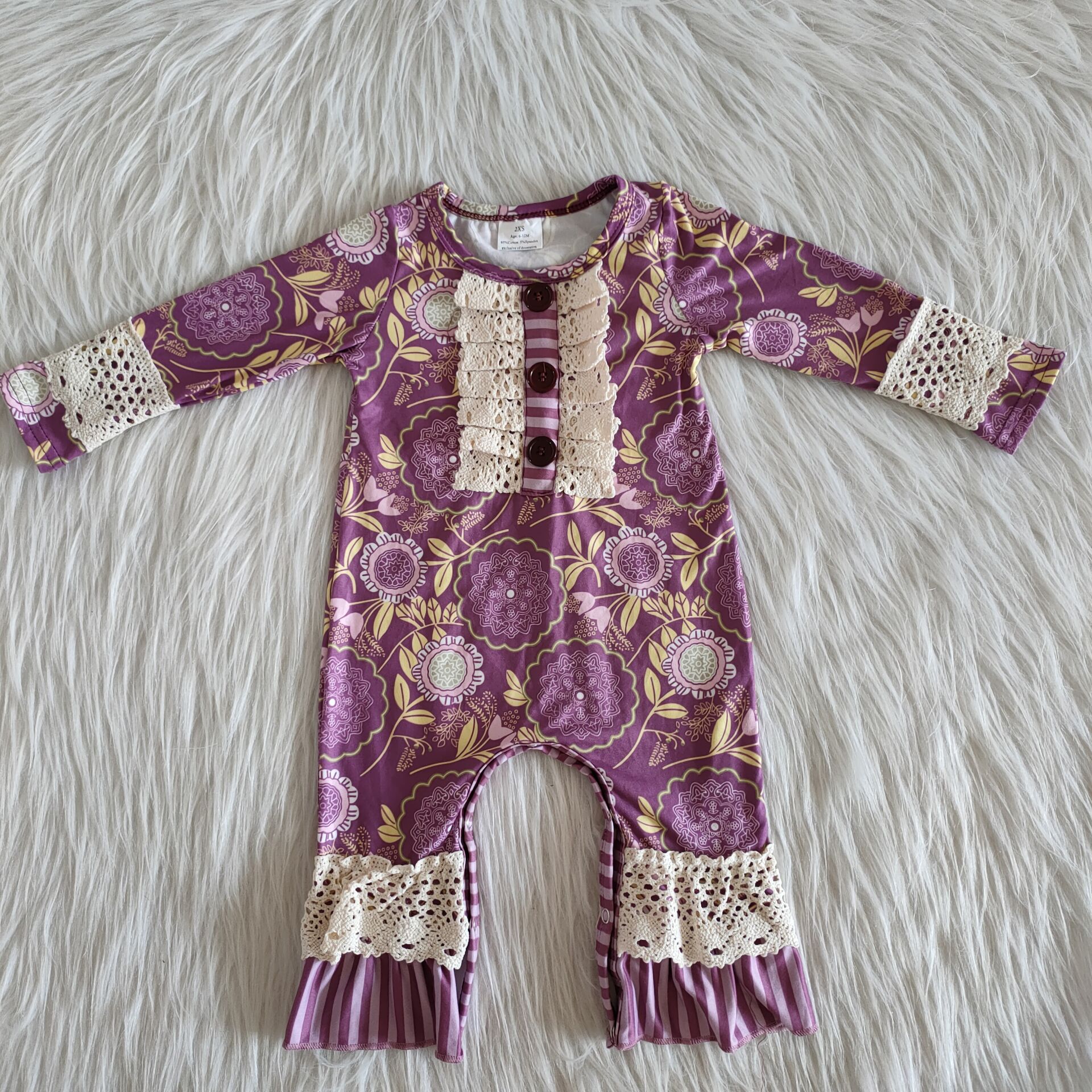 purple Lace decoration romper