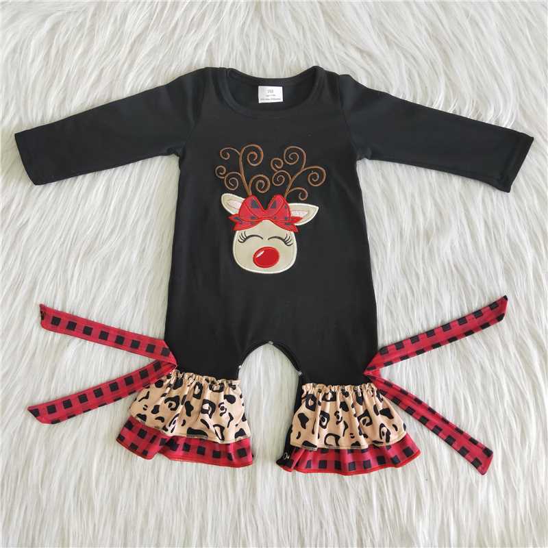 Elk pattern bow pattern romper