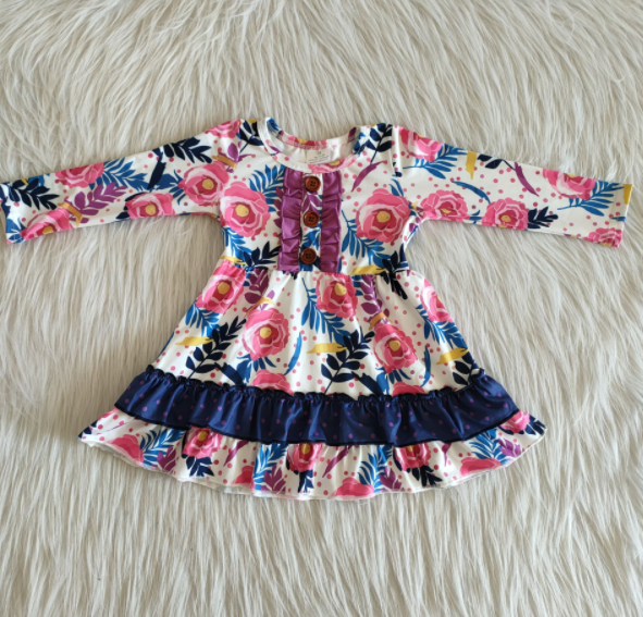 fall flower print girl dress