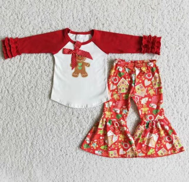 kids clothes girl gingerbread Christmas set