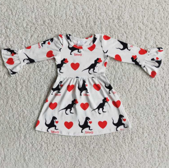 Valentine's Day Dinosaur Girl Dress