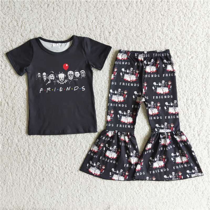 Baby girls  short-sleeved bell bottom pants  suit