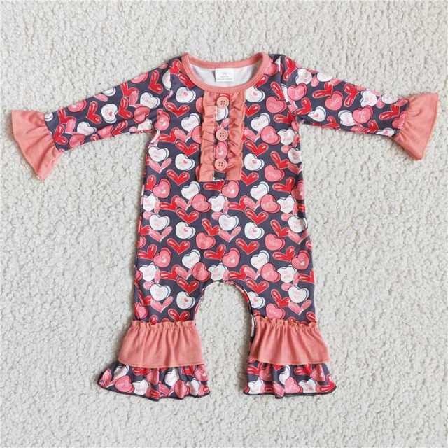 Valentine's Day love pattern romper