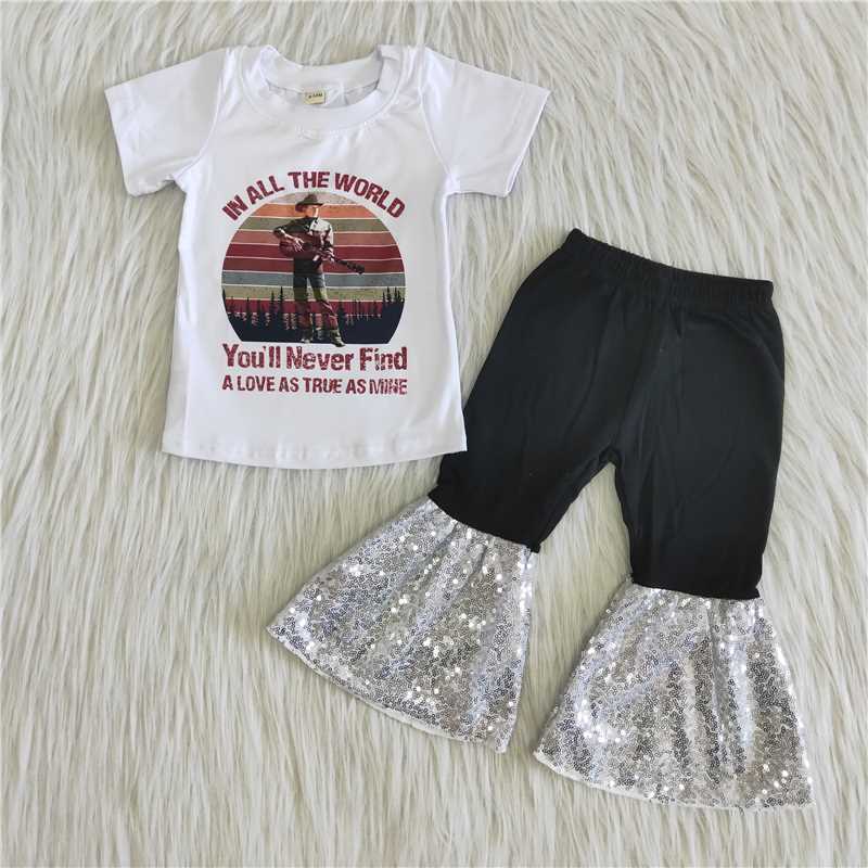 Baby girls  short-sleeved bell bottom pants  suit