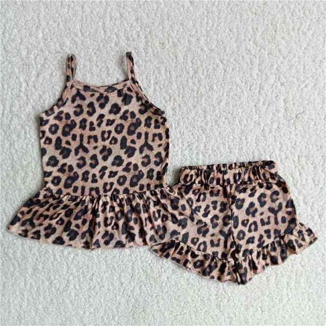 Leopard print sling two-piece suit