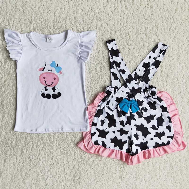 Farm Cow Short Sleeve Suit Bib