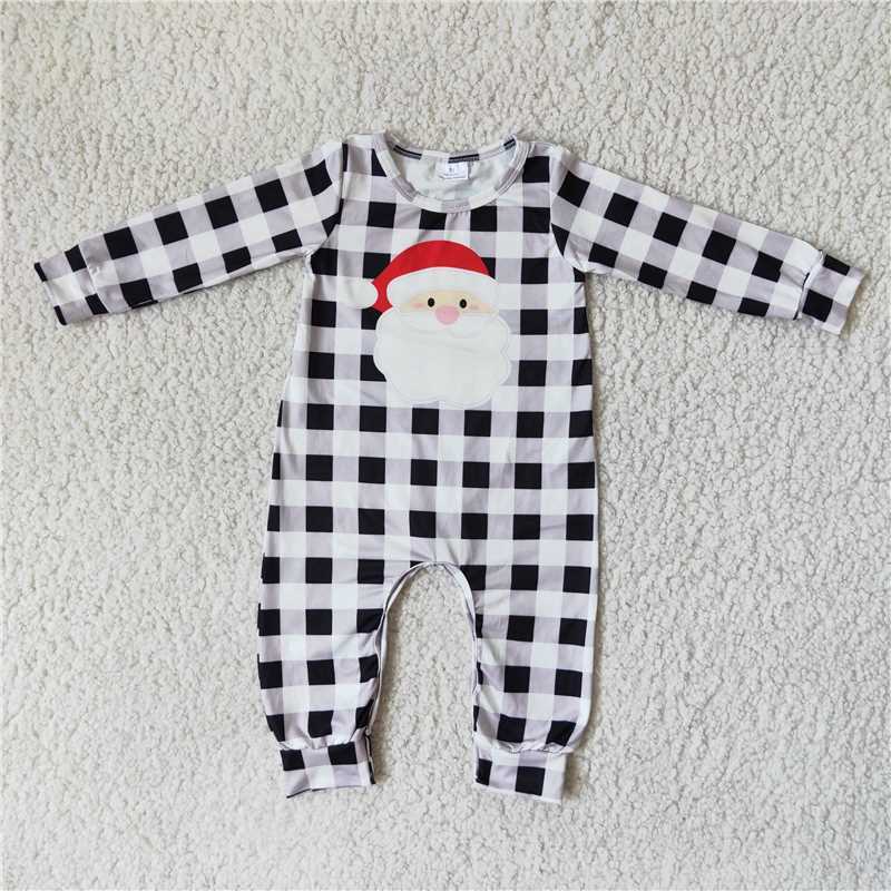 Plaid Christmas Santa Boy Romper