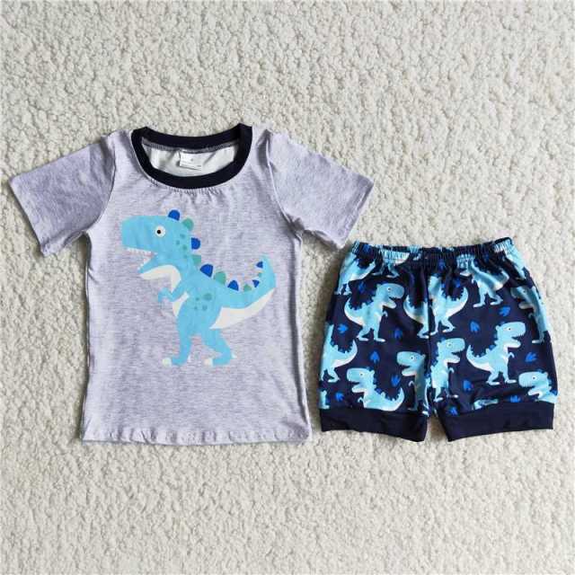 Dinosaur Print Short Sleeve Boy Set