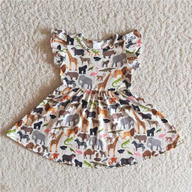 Baby Girls Animal Flying Sleeve Dress