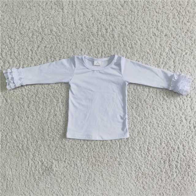 girls long sleeve White Solid color shirt