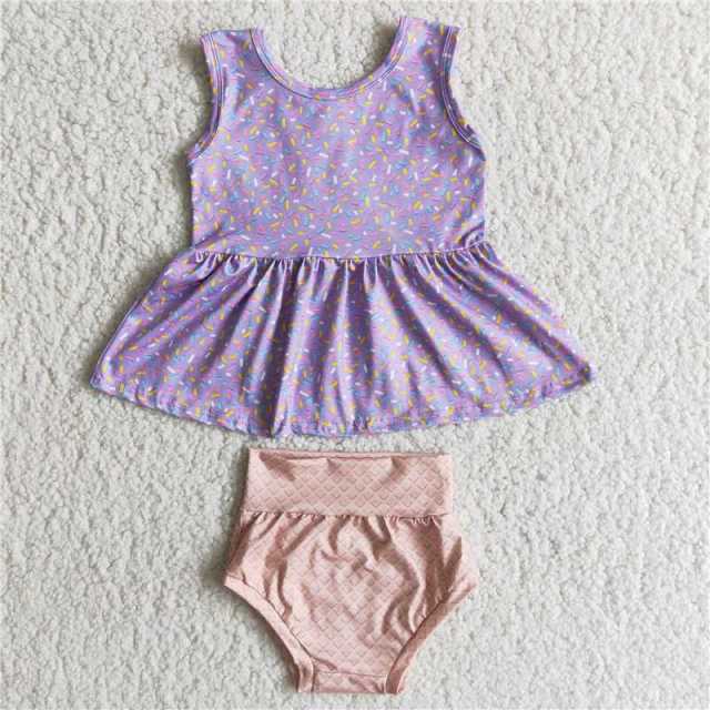 purple sleeveless dress sets