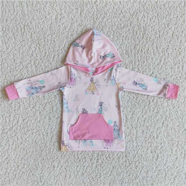 Pink Princess Hoodie Top With Pocket