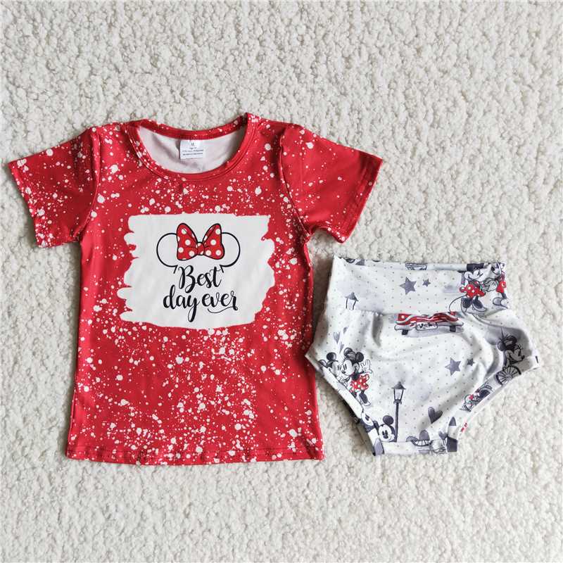 red short sleeve top sets