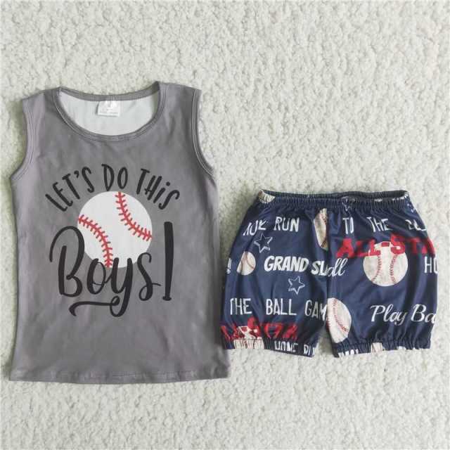 Baseball Grey Sleeveless Boy Set