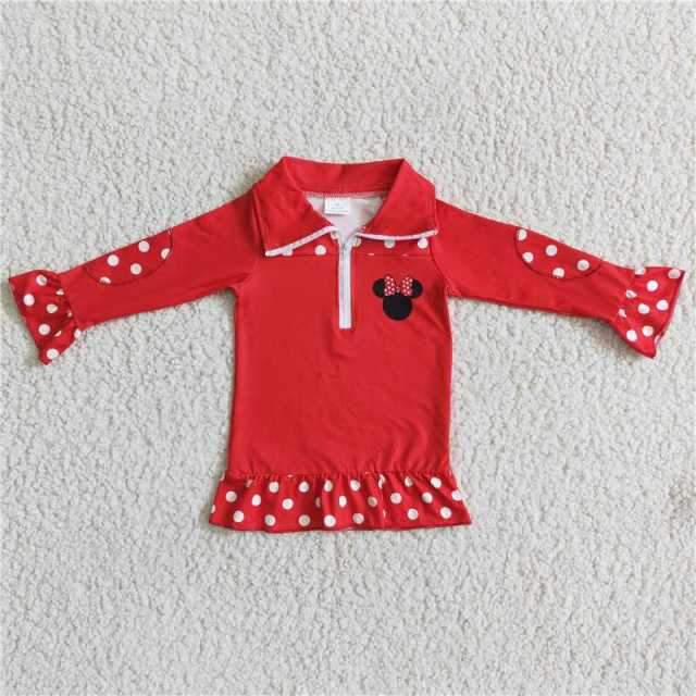 girls long sleeve red zipper  shirt