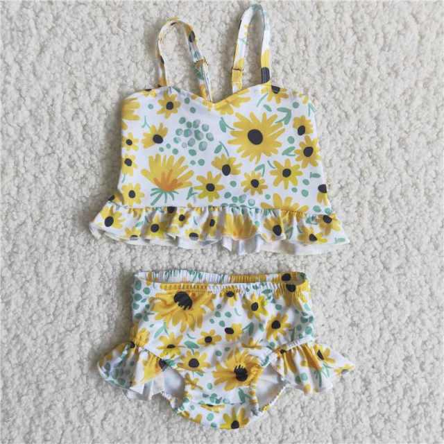 kids Girls summer sunflower swimsuit