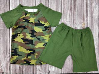 Summer Green Camouflage Short Sleeve Boy Set