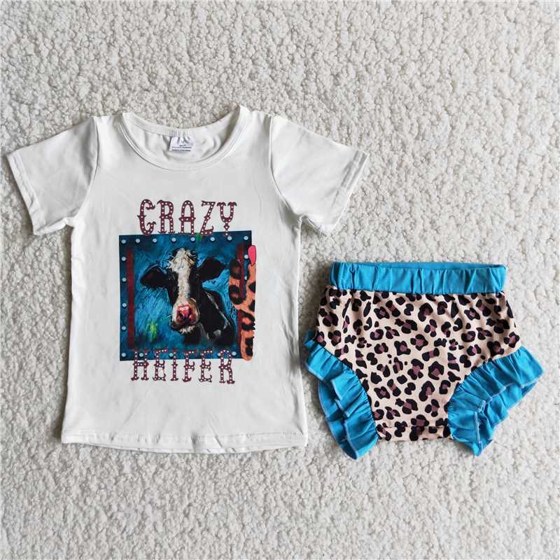 white short sleeve Bull head pattern sets