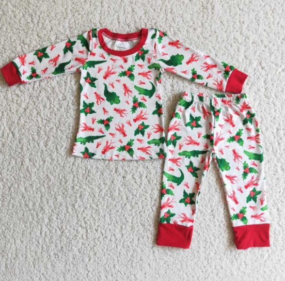 Christmas dinosaur long sleeve suit