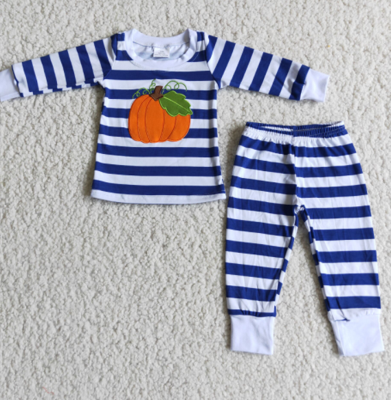 Pumpkin Striped Boys Pajamas