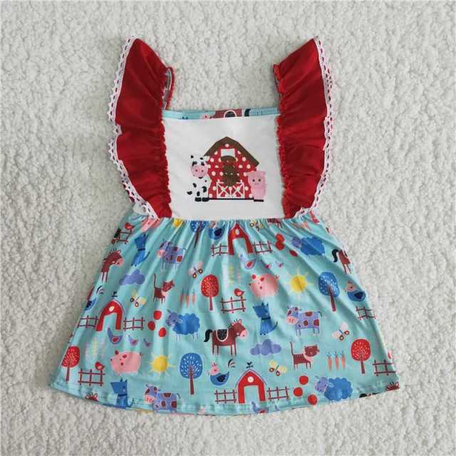 girls dress farm Panel bell skirt Sleeveless tie