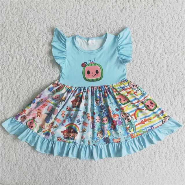 girls dress Panel bell skirt Sleeveless tie