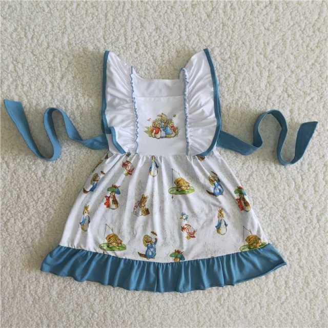 girls dress bunny Panel bell skirt Sleeveless tie