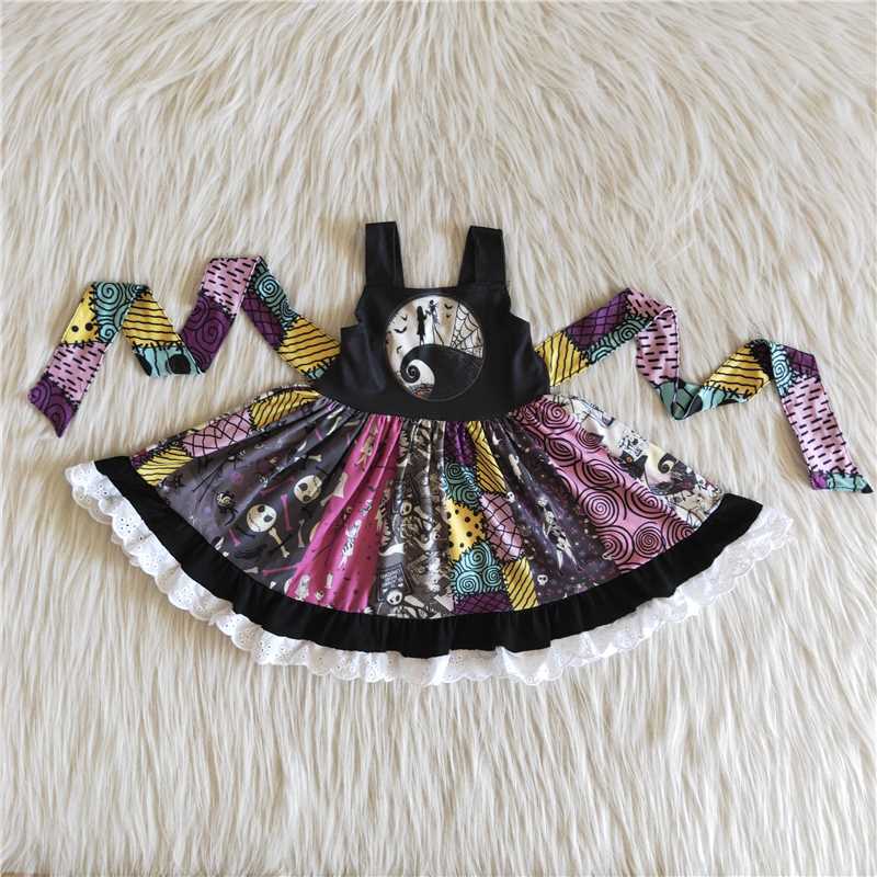 girls dress Halloween Panel bell skirt Sleeveless tie