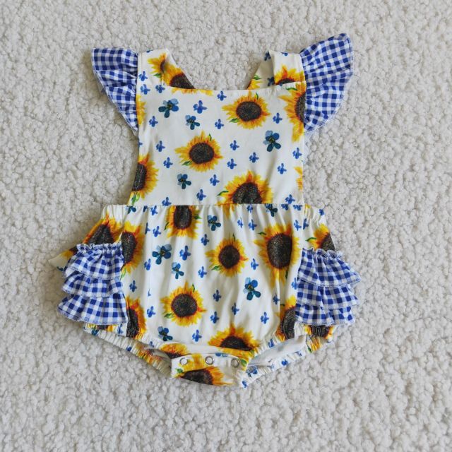 Toddler's romper flutter sleeve  newborn baby girl clothes kids summer clothes