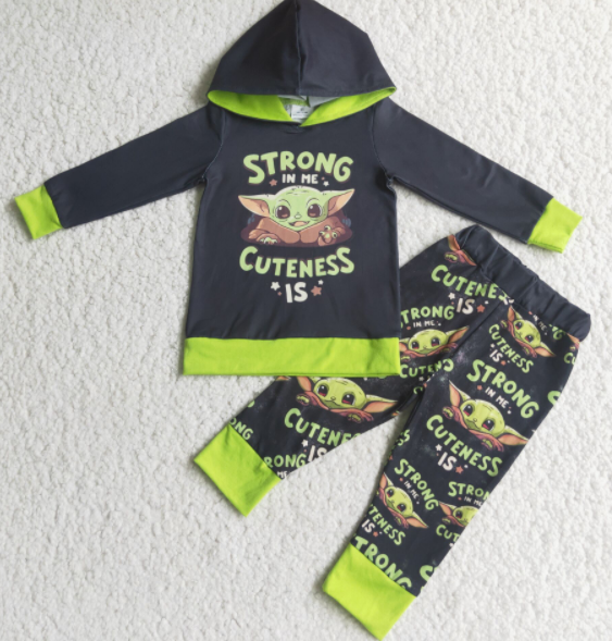 kids winter clothes cartoon print  kids boy hooded sets