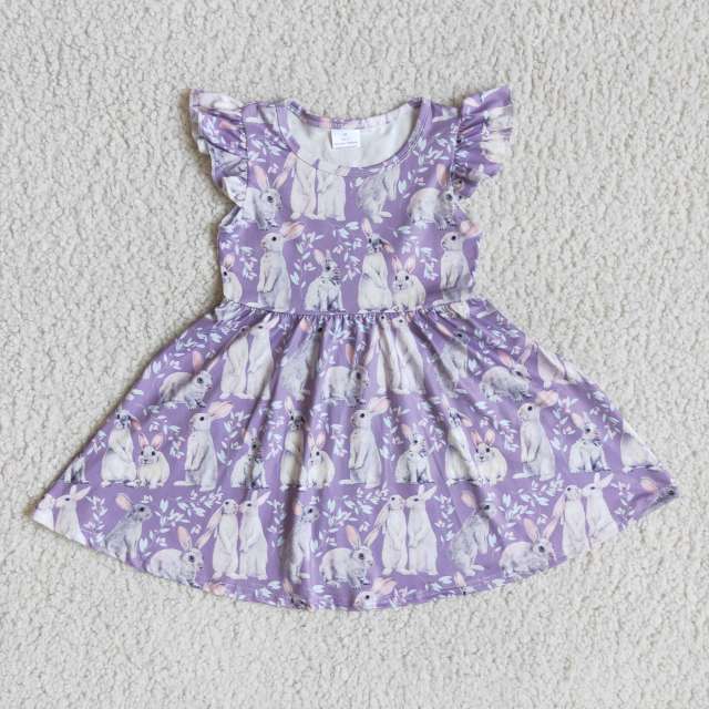 baby girl Easter clothes short sleeve bunny print cute dress