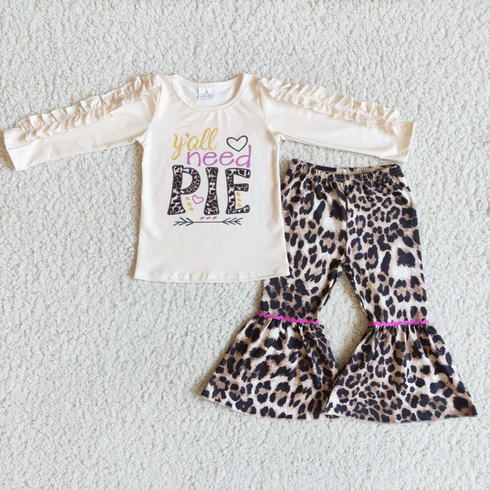baby girl clothes long sleeve sunflower top with bell bottom pants 2 pieces kids sets