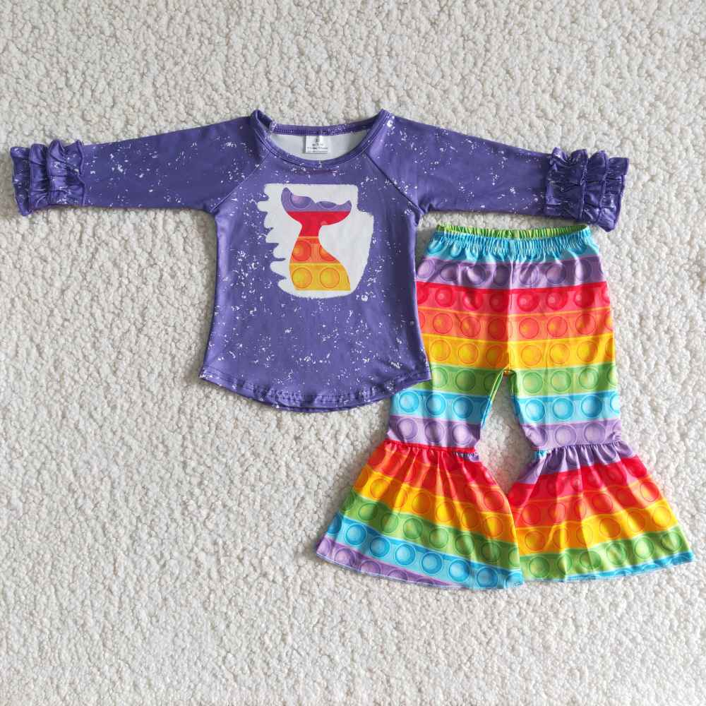 kids girl clothes long sleeve top with bell bottom pants 2 pieces baby sets
