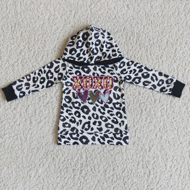 baby Valentine's Day clothes leopard print long sleeve hooded boy top
