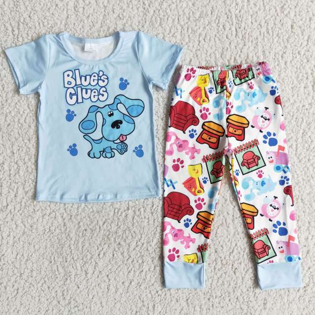 baby cartoon clothes short sleeve top with bell bottom pants  kids boy set