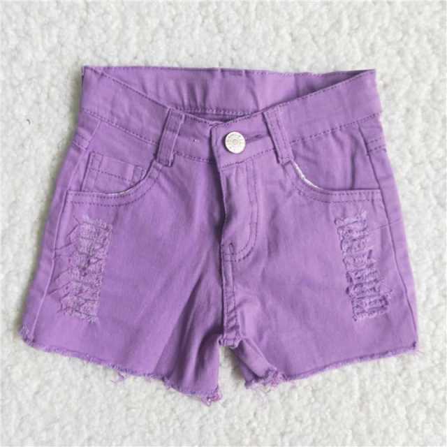 baby summer clothes purple button denim pants
