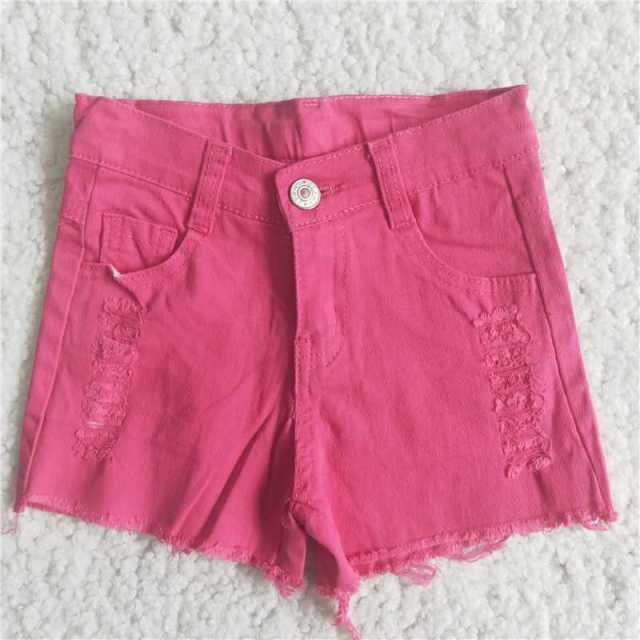 pink bottons short denim pants