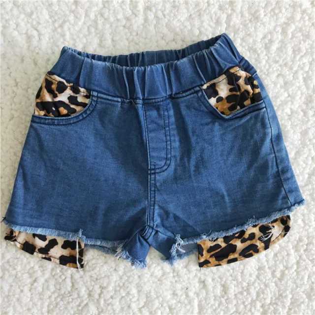 Leopard summe short sdenim pants