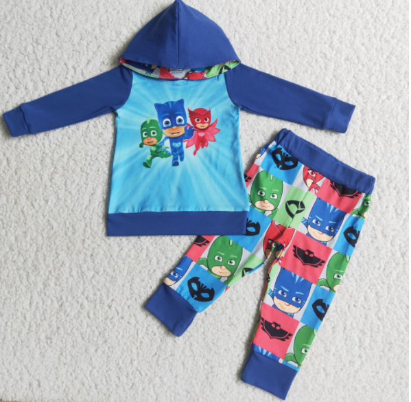 kids boutique clothes cartoon print boys hooded sets