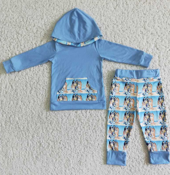 children winter clothes  boy hooded cartoon boutique set