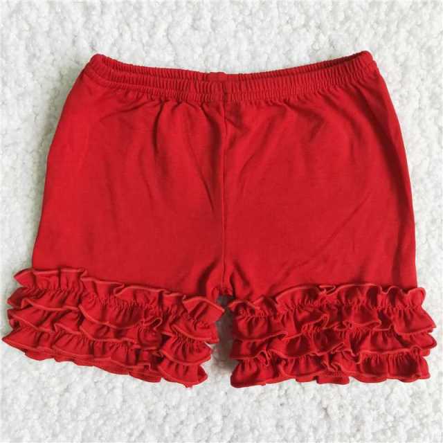 baby summer clothes solid color Red cotton icing shorts
