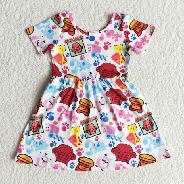 baby girl clothes short sleeve cartoon print  fashion dress