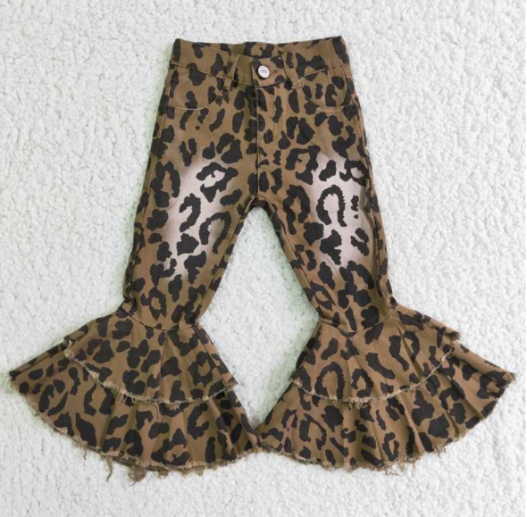 Bleached Leopard girls denim pants