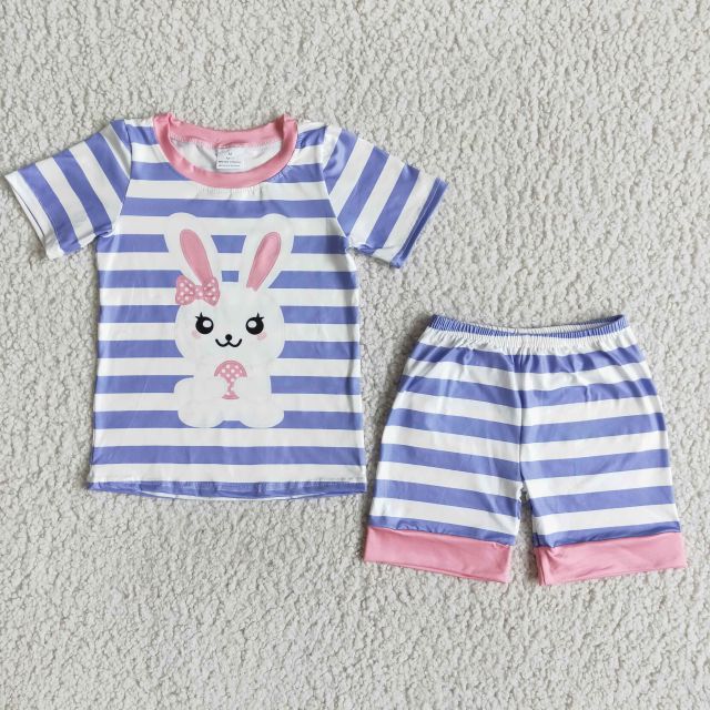 kids Easter clothes short sleeve top with shorts baby girl set