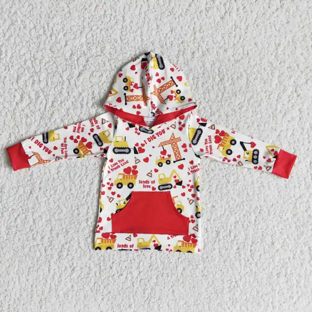 kids  Valentine's Day clothes long sleeve  hooded unisex top