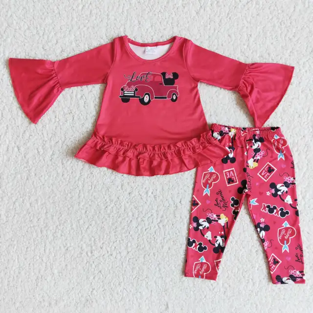 girl Valentine's Day clothes long sleeve top with pants  children boutique outfits