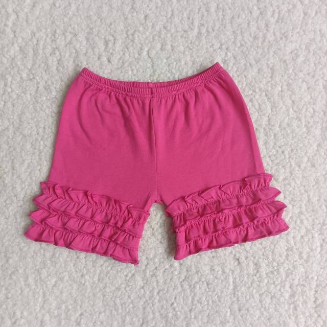 Pink Solid Color Cotton Icing Shorts