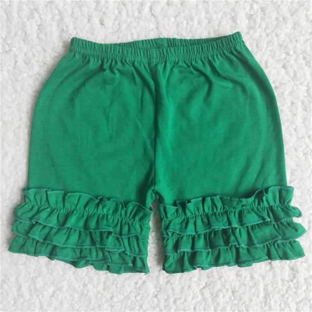 Green Solid Color Soft Cotton Icing Shorts
