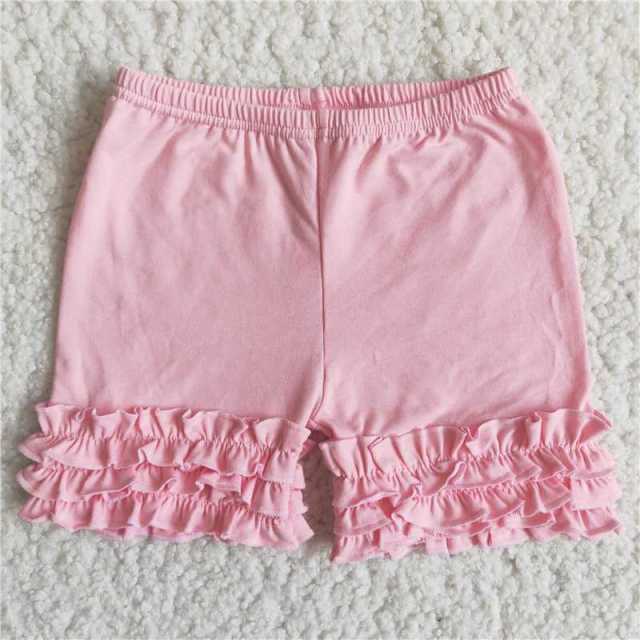 Pink Solid Color Icing Shorts